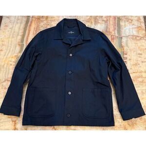 John Henric Mens Shirt Jacket Navy Blue Button Front Pockets Outdoor Size XL